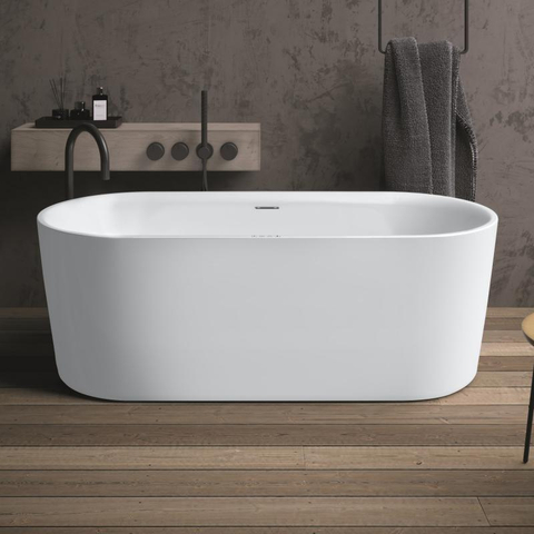 Riho Modesty baignoire autoportante - 170x76cm - Sparkle - avec remplissage de baignoire chromé - acrylique blanc velvet SW548017