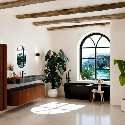 MONDIAZ THOR-DLUX 170cm badmeubel ronding links + rechts kleur Ruby met 1 lade en 2 deuren. Vrijhangende wastafel CLOUD Midden 1 kraangat kleur Lava. SW1465486