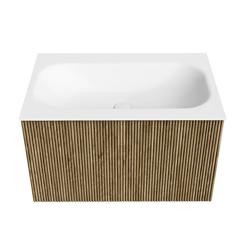 Mondiaz KURVE Badkamermeubelset - 70x46x40cm - 1 lade - wastafel solid surface - midden - 1 kraangat - Dusk SW1414741