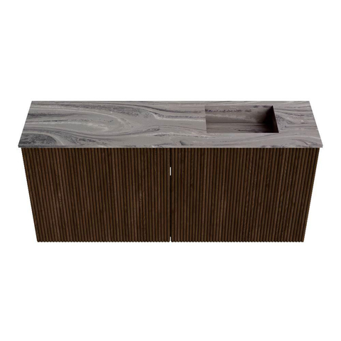 Mondiaz JOYA-DLUX 90cm toiletmeubel - kleur Walnut - Wastafel FAYE positie Rechts Zonder kraangat kleur Sombra. SW1424731