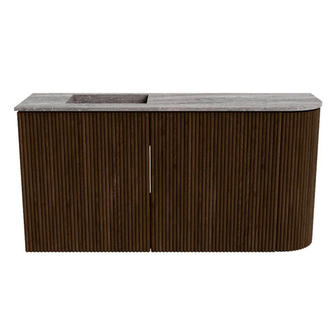 Mondiaz JOYA-DLUX 81.6cm toiletmeubel - ronding rechts kleur Walnut - Wastafel FAYE positie Links 1 kraangat kleur Oza. SW1424591