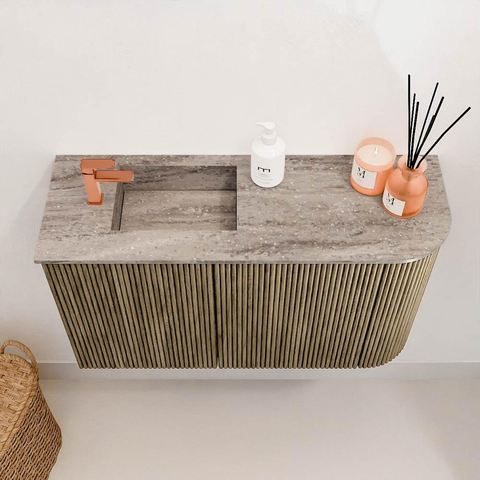 Mondiaz JOYA-DLUX 71.6cm toiletmeubel - ronding rechts kleur Dusk - Wastafel FAYE positie Links 1 kraangat kleur Oza. SW1426004