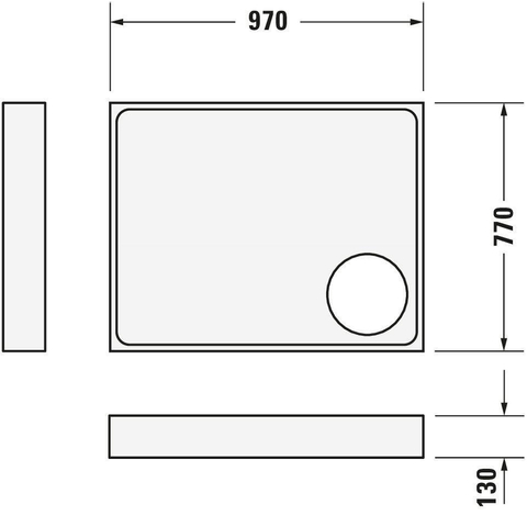 Duravit Starck Slimline Kunststof douchebak acryl rechthoekig - 100x80x5cm - zonder poten - wit 0297201