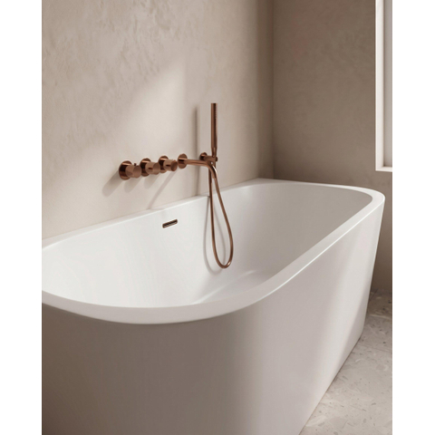 ZEZA Grand Baignoire demi-îlot – 180 × 80 × 58 cm – avec évacuation – acrylique – ronde – blanc brillant SW1442342