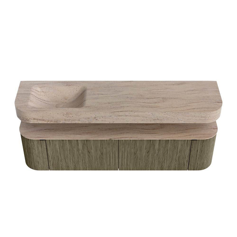 MONDIAZ THOR-DLUX 180cm meuble de salle de bains arrondi gauche + droite couleur Shadow avec 2 tiroirs et 2 portes. Vasque suspendue CLOUD gauche 1 trou de robinet couleur Saba. SW1466263