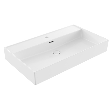 Saniclass Legend Lavabo pour meuble - 81x47x12cm - avec trop-plein - 1 vasque - 1 trou de robinet - céramique - blanc brillant SW915365
