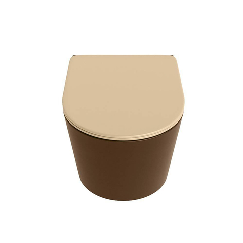 Mondiaz LAVIE hangtoilet – spoelrandloos – 36 x 53 cm – met softclose zitting – Rust (bruin), zitting Sand (beige) SW1208775