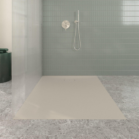 Villeroy & Boch Ecora douchebak - 140x100x3.5cm - afvoer korte zijde - almond (beige) SW1558902
