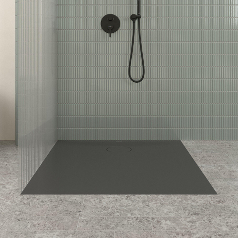 Villeroy & Boch Ecora douchebak - 100x90x3.5cm - afvoer lange zijde - anthracite (antraciet) SW1558970