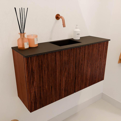 Mondiaz JOYA 80cm meuble de toilette - couleur Ruby - Lavabo FAYE position Milieu Sans trou de robinet couleur Urban. SW1421832