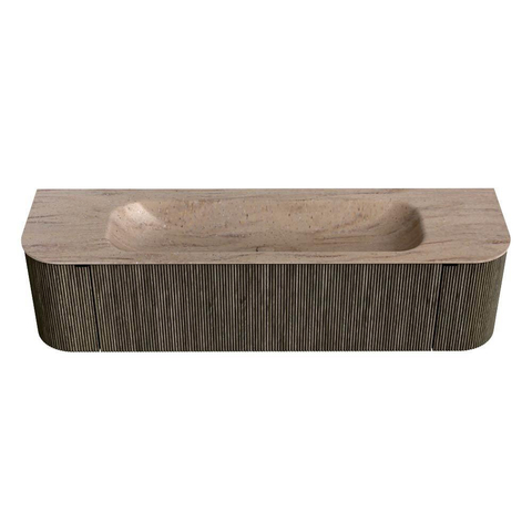 MONDIAZ KURVE-DLUX Meuble de salle de bains 170cm arrondi Gauche + Droite couleur Shadow avec 1 tiroir et 2 portes. Lavabo BIG LARGE Central sans trou de robinet Saba. SW1433263