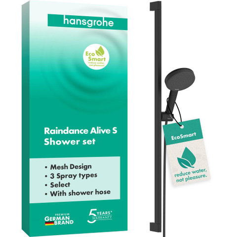 Hansgrohe Raindance alive Sel.S - 125 - 3jet - ecosmart - doucheset - 90cm - mat zwart SW1388718