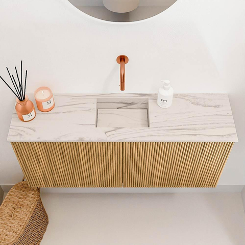Mondiaz JOYA-DLUX 90cm toiletmeubel - kleur Oak - Wastafel FAYE positie Midden Zonder kraangat kleur Nata. SW1424022