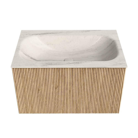 MONDIAZ KURVE-DLUX Meuble de salle de bains 70 cm couleur Oak avec 1 tiroir et 0 porte. Vasque BIG SMALL Centrale 1 trou de robinet Meli. SW1431567