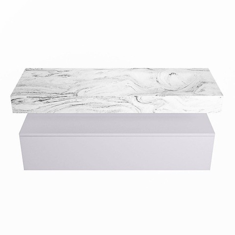 MONDIAZ ALAN - DLUX Badkamermeubelset - 130cm - onderkast - Cale - 1 lade - vrijhangende wastafel - wasbak rechts - 1 kraangat - Glace SW805848