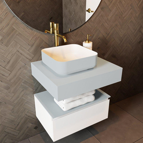 Mondiaz TOP 51 Topblad - 40x51x12cm - geschikt voor afdekplaat - Solid surface - Clay SW1024483