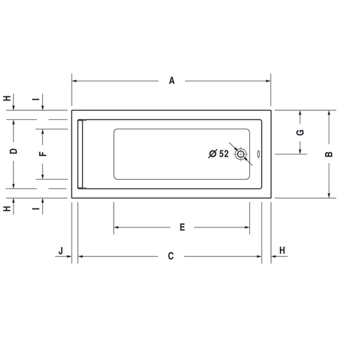 Duravit Starck Kunststof inbouwbad acryl rechthoekig - 150x70x46cm - zonder poten - glans wit 0297568