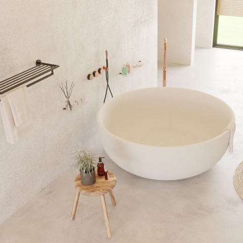 Ideavit Solidround Baignoire îlot 135x135cm ronde Solid Surface blanche SW85893