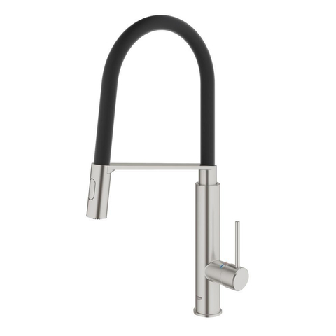 GROHE Concetto Robinet de cuisine avec mousseur extractible et inverseur automatique de jet douche à mousseur acier SW86840