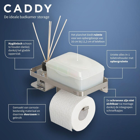 Tiger Caddy Porte-rouleau de papier toilette avec tablette Acier inoxydable brossé SW877202