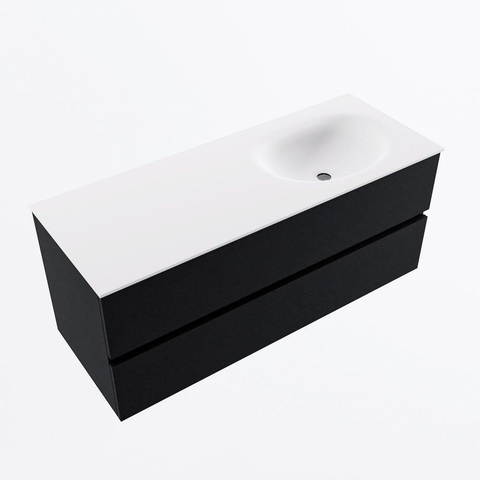 MONDIAZ VICA 120cm meuble de salle de bains caisson bas Urban 2 tiroirs. Lavabo MOON à droite 1 trou de robinet, couleur Talc. SW1381927