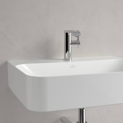 Villeroy & Boch finion wastafel - 1 kraangat - 60x47cm CeramicPlus - zonder overloop - White Alpine (glans wit) SW106468