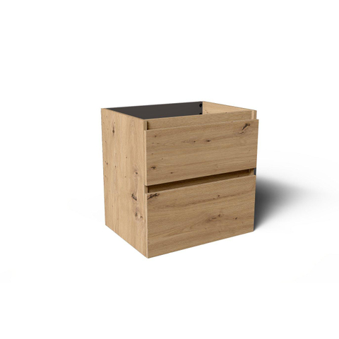 Saniclass Prime Vita Meuble de salle de bain - 60x46x60cm - lavabo en céramique brillant blanc - 1 vasque - sans trou de robinet - 2 tiroirs - chêne rustique SW1439465
