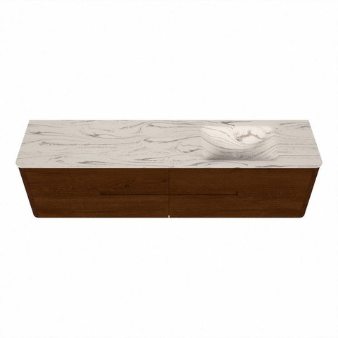 Mondiaz CIRO-DLUX Badkamermeubelset - 190x45x50cm - Solid surface wastafel Nata - 1 wasbak Rechts - 1 kraangat - 4 lades - Ruby SW1532066