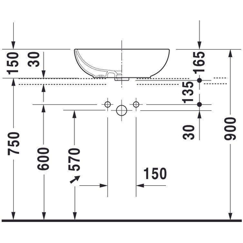 Duravit Foster Waskom - met overloop - zonder kraanplateau - 49.5x35cm - glans wit 0290466