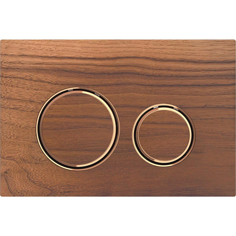 Plaque de commande Geberit Sigma50 - chasse d'eau à 2 boutons - rond - or rouge/noyer américain SW420627