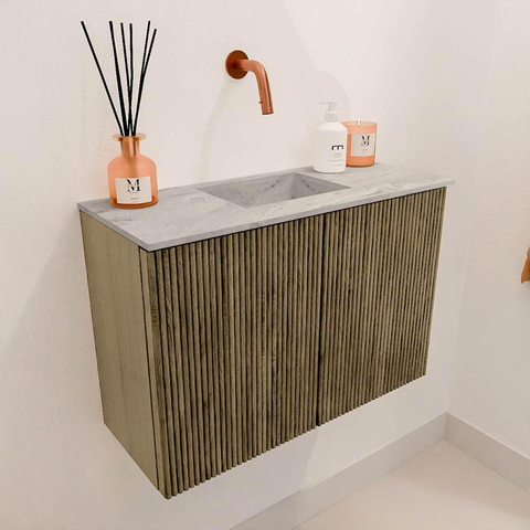 Mondiaz JOYA-DLUX 60cm meuble de toilette - couleur Dusk - Vasque FAYE position Milieu Sans trou de robinet couleur Glace. SW1423175