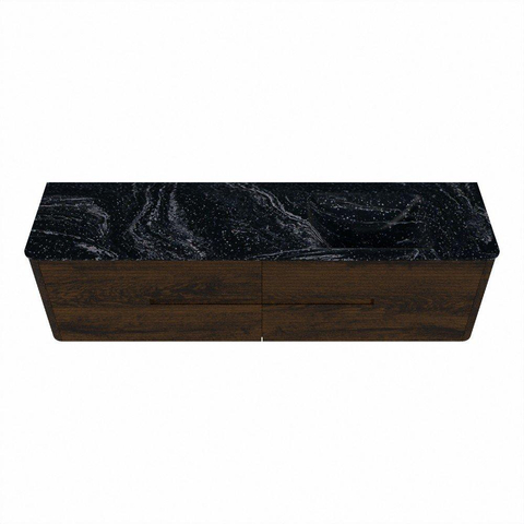 Mondiaz CIRO-DLUX Badkamermeubelset - 180x45x50cm - Solid surface wastafel Lava - 1 wasbak Rechts - 1 kraangat - 4 lades - Walnut SW1530164