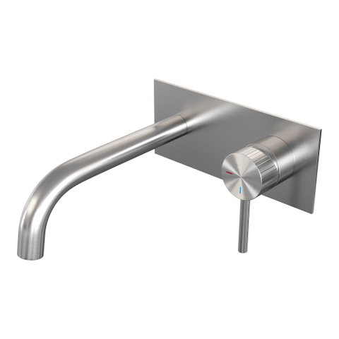 BRAUER Stripe Mitigeur lavabo encastré - bec courbé et plaque de recouvrement - modèle A1 - couleur inox brossé PVD SW1435027