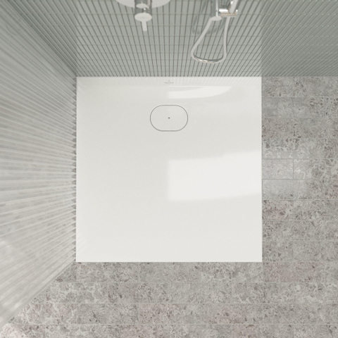 Villeroy & Boch Ecora douchebak - 90x90x3.5cm - afvoer korte zijde - white alpine (wit) SW1558984