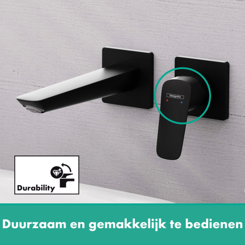 Hansgrohe Logis Fine - 1 greeps wastafelkraan - inbouw - voor wandmontage - voorsprong 20 - 5 cm - mat zwart SW918507
