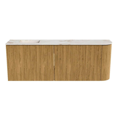 Mondiaz JOYA-DLUX Meuble de salle de bains - 111,6cm - arrondi droit couleur Chêne - Vasque FAYE position Gauche Sans trou de robinet couleur Frappe SW1421916