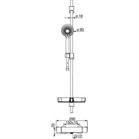 Hansa Micra ensemble rénovation douche mitigeur thermostatique avec basicjet 92cm chrome SW94238