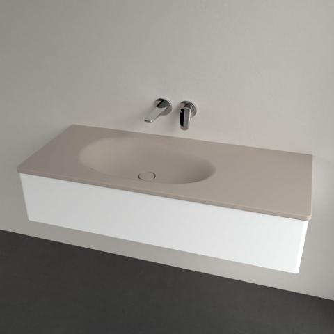 Villeroy & Boch Antao Meubelwastafel - 120x50x15cm CeramicPlus - zonder overloop - mat almond (beige) SW917918
