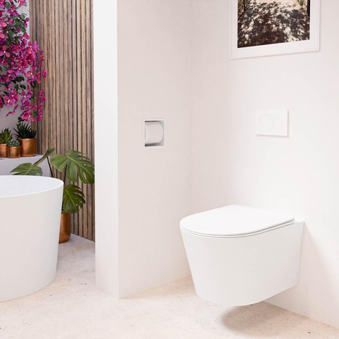 Mondiaz LAVIE hangtoilet – spoelrandloos – 36 x 53 cm – met softclose zitting – Talc (wit) SW1204554
