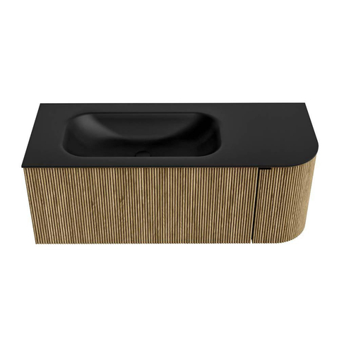 Mondiaz KURVE Badkamermeubelset - 115x46x40cm - 1 lade - 1 deur - wastafel solid surface - links - zonder kraangat - Dusk SW1415105