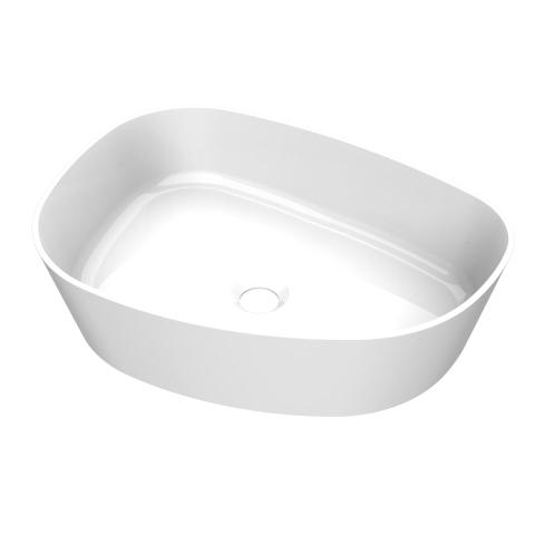 Arcqua Rocker Waskom - opbouw - organisch - links - 50x37cm - glans wit SW976311