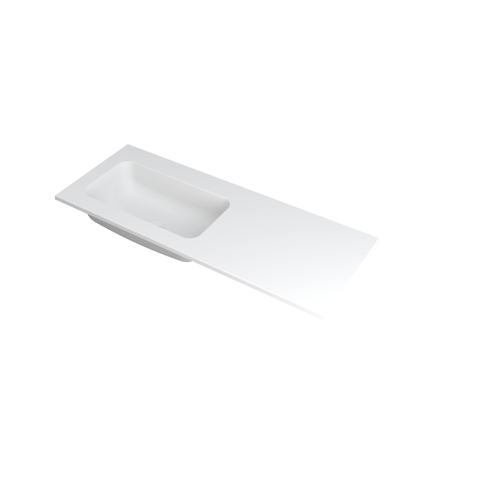 INK Faktor wastafel - 120x45x1.5cm - 1 wasbak links - 0 kraangaten - polystone wit mat SW207278