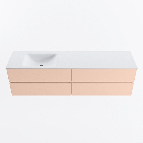 MONDIAZ Vica Ensemble meuble de salle de bains - 180cm - meuble bas rosee - 4 tiroirs - lavabo cloud gauche - 1 trou de robinet - version haute 60cm - talc SW1083382