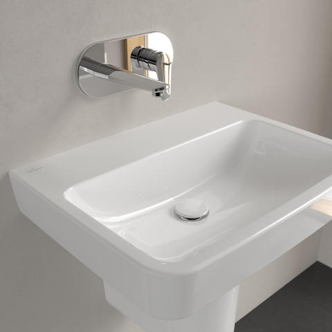 Villeroy & Boch O.novo wastafel - zonder kraangat - 60x46cm - zonder overloop CeramicPlus - White Alpine (glans wit) SW448374