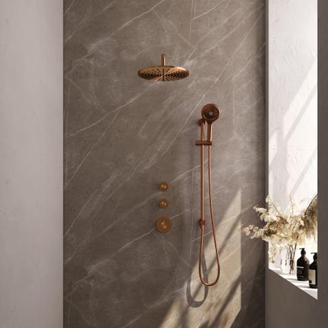 BRAUER Copper Edition inbouw regendoucheset – Ø30 cm hoofddouche – 40 cm gebogen wandarm – ronde handdouche – glijstang 70 cm SW538407