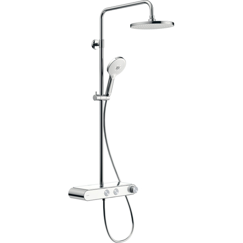 Duravit Shower systems Douchesysteem - thermostatisch - HOH=15cm - hoofddouche diameter 23cm - 1 jet - handdouche rond - 3 jet - chroom - wit hoogglans SW962035