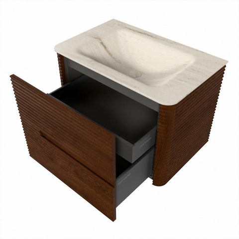 Mondiaz CIRO-DLUX Ensemble de meubles de salle de bains - 70x45x50cm - Plan-vasque solid surface Meli - 1 lavabo central - 1 trou de robinet - 2 tiroirs - Ruby SW1531748