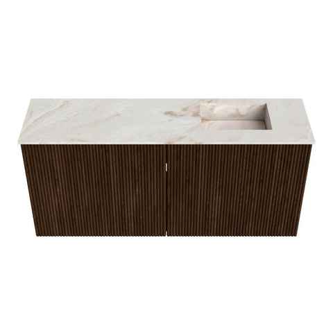 Mondiaz JOYA-DLUX 90cm meuble de salle de bains - couleur Walnut - Vasque FAYE position Droite Sans trou de robinet couleur Frappe. SW1422326