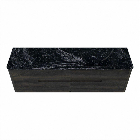 Mondiaz CIRO-DLUX Meuble de salle de bains - 170x45x50cm - Plan-vasque solid surface Lava - 1 lavabo à droite - 1 trou de robinet - 4 tiroirs - Shadow SW1532487