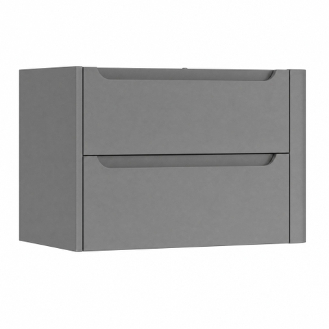 H&R Badmeubelen Juice Meuble sous vasque - 80x45x50cm - angle droit arrondi - 2 tiroirs - poignée intégrée - gris pierre mat SW1488942